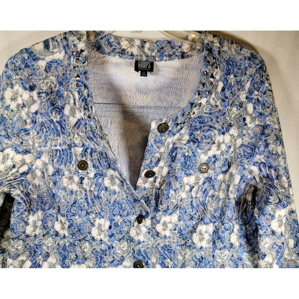 Gump's Jacket Blazer M Art to Wear Textured Boho Festival Quilted Studded Artsy